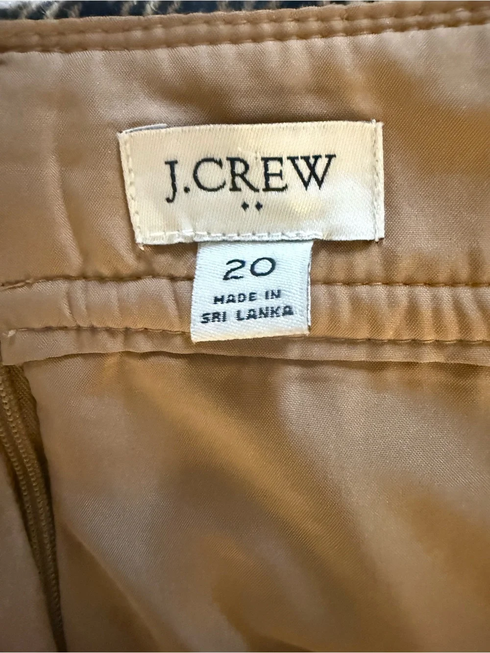 J. Crew Factory Wool Blend Mini Skirt Houndstooth Tan Plaid 20 Academia Preppy